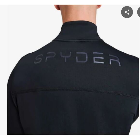 SPYDER Active ProWeb Black Fleece Lined 1/4 Zip Stretch Pullover Mens Large - Picture 9 of 9
